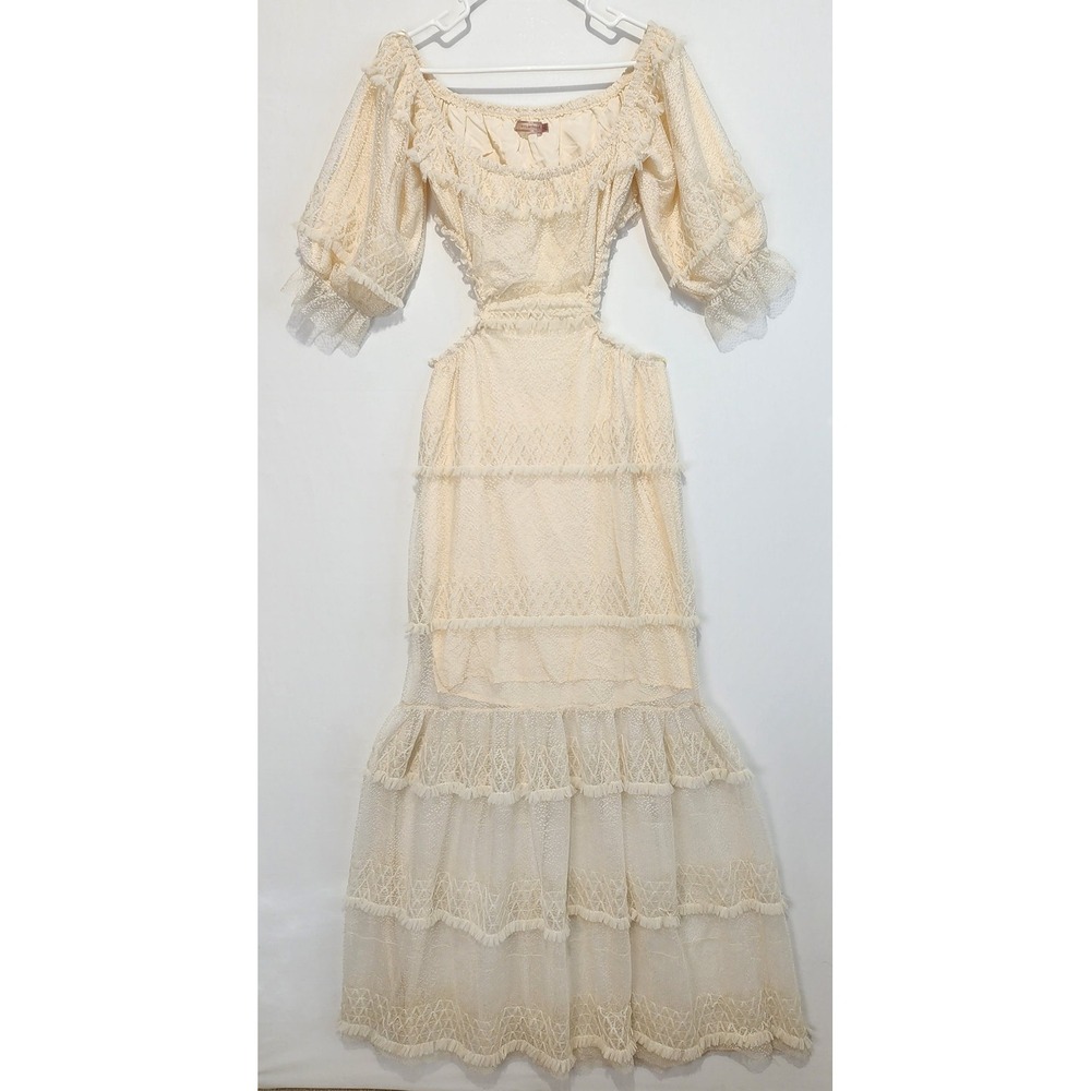 SkyLar Rose Women's Small Ivory Lace Maxi Dress Cottagecore Boho Romantic